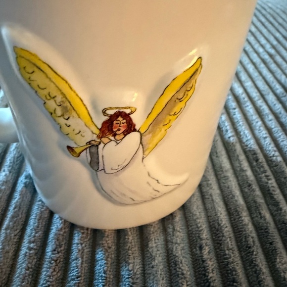 Rae Dunn White Ceramic Double-sided Mug with  Angel - Picture 3 of 6